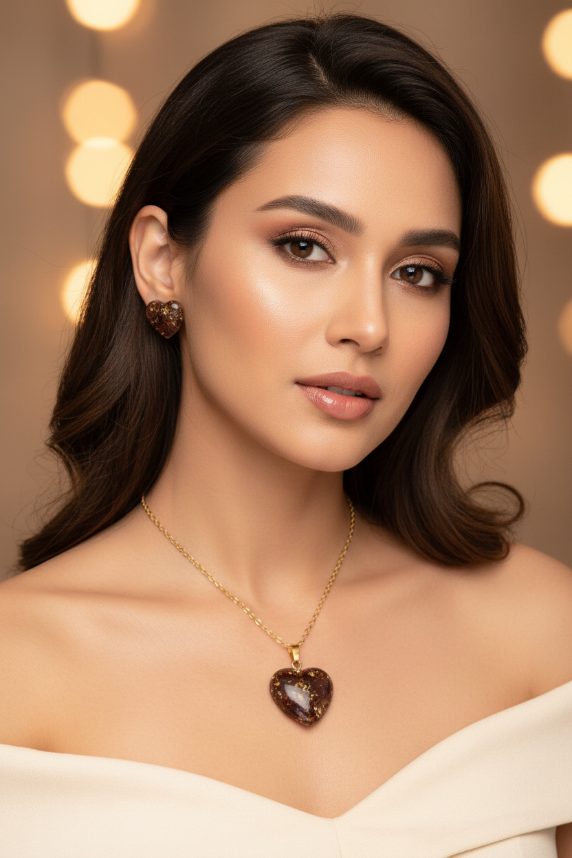 Resin Heart Necklace on Hot Model