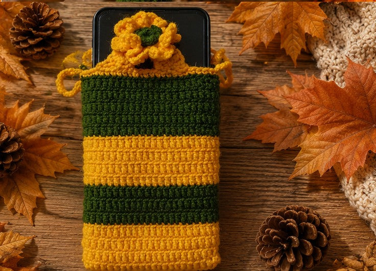 Sunflower Crochet Mobile Cover