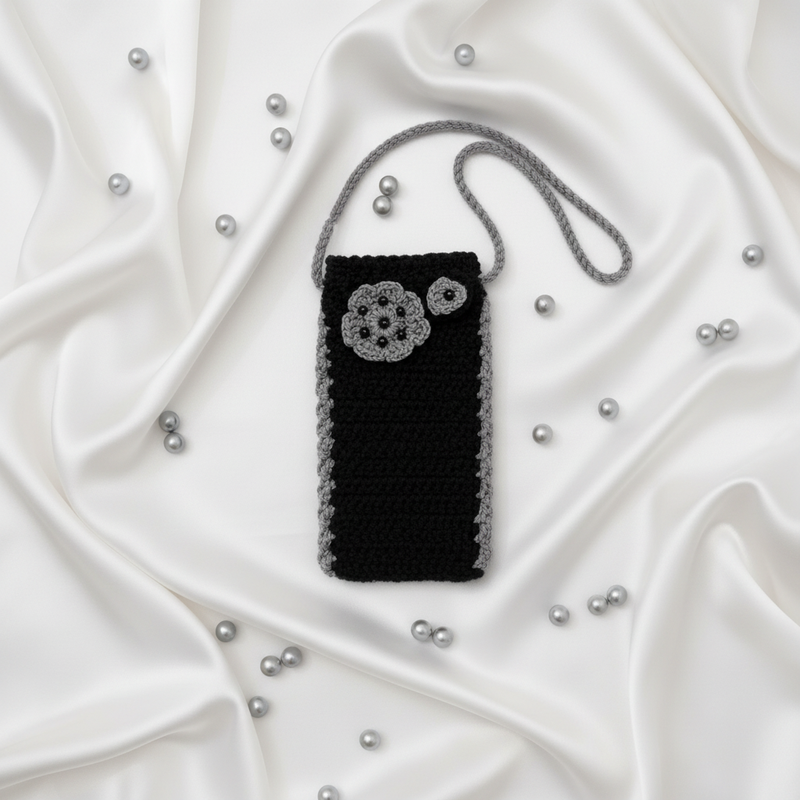 Crochet Phone Pouch - Flat Lay