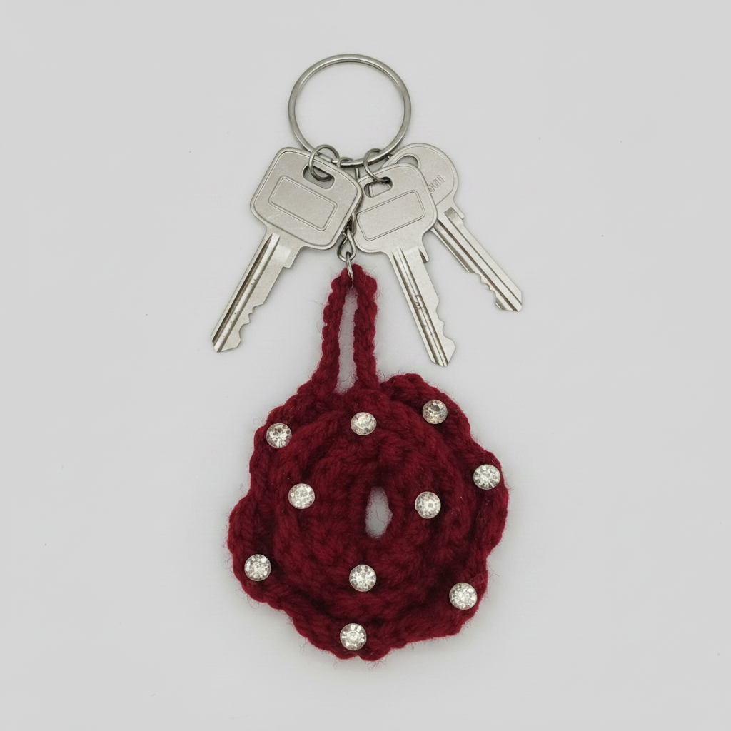 Crimson Rose Crystal Keychain