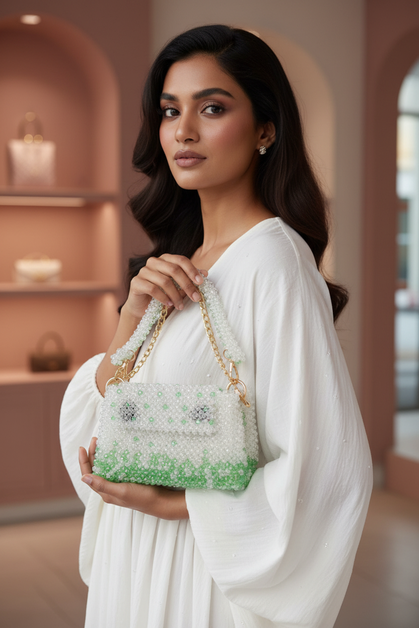 Mint Crystal Bag - Front Pose