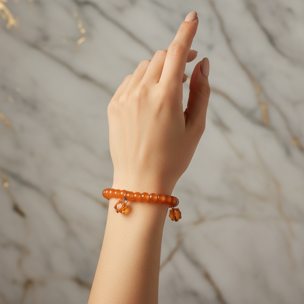 Orange Crystal Charm Bracelet
