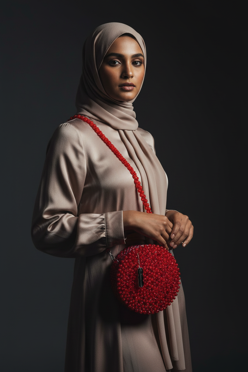 Red Crystal Bag Luxury Editorial